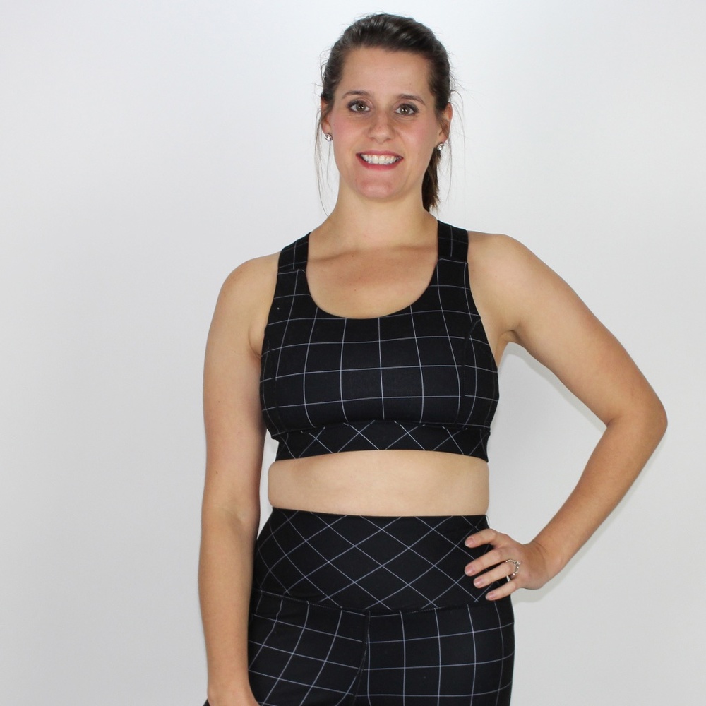 Black Window Pane Sports Bra